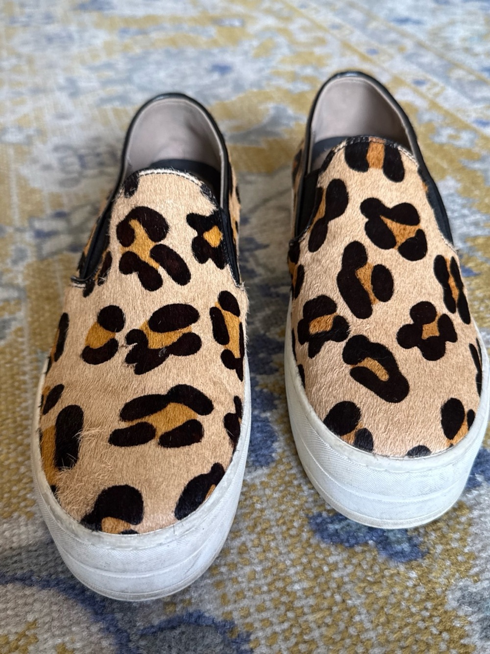 Skechers Leopard Print Slip-On Platform Sneakers in Tan, Black, Brown